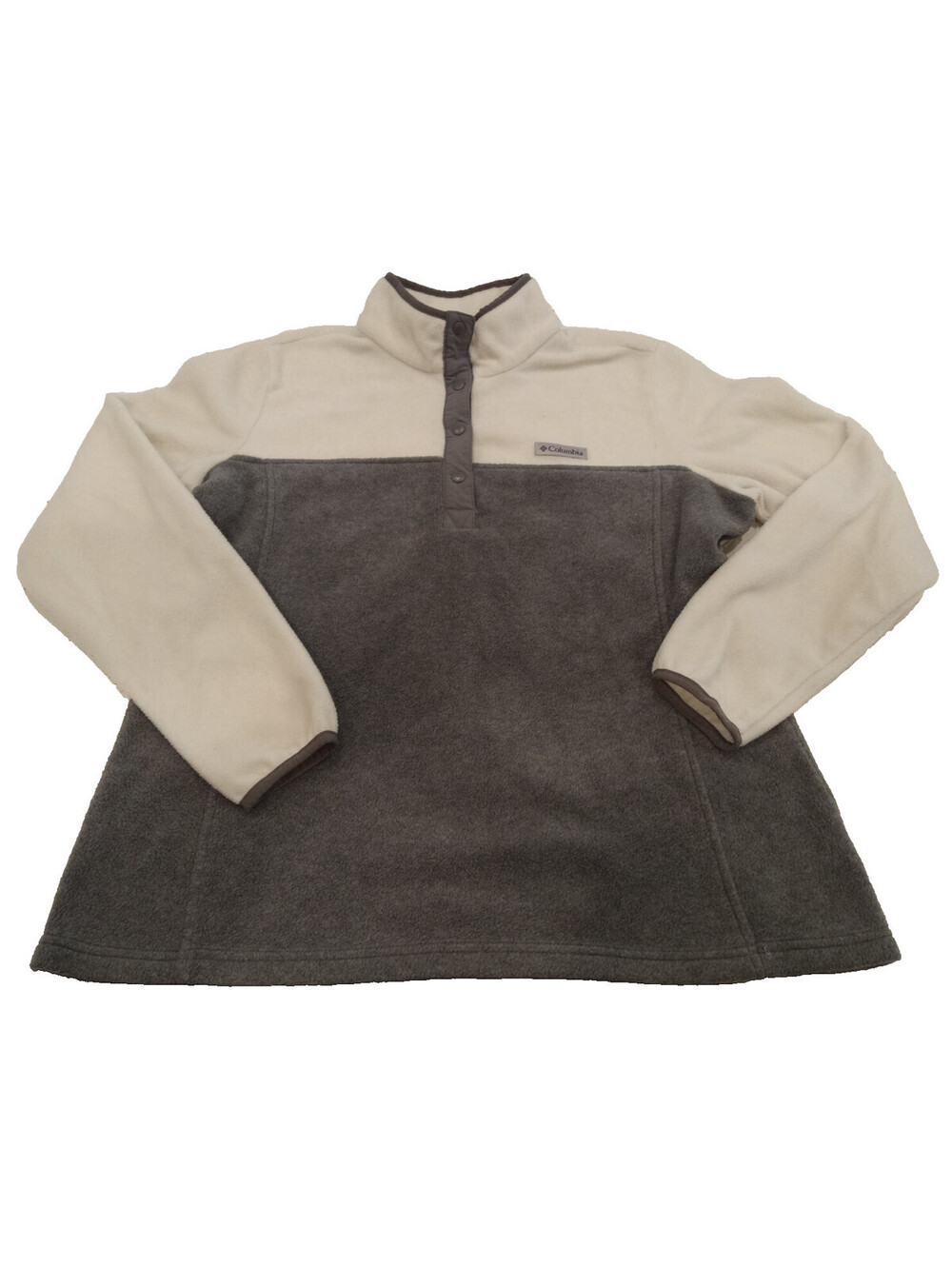 Columbia Jacket Womens XL Gray Cream Colorblock Benton Springs Fleece Pullover